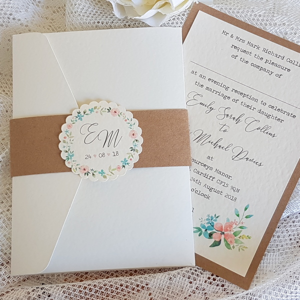 wedding invitations with rustic floral design