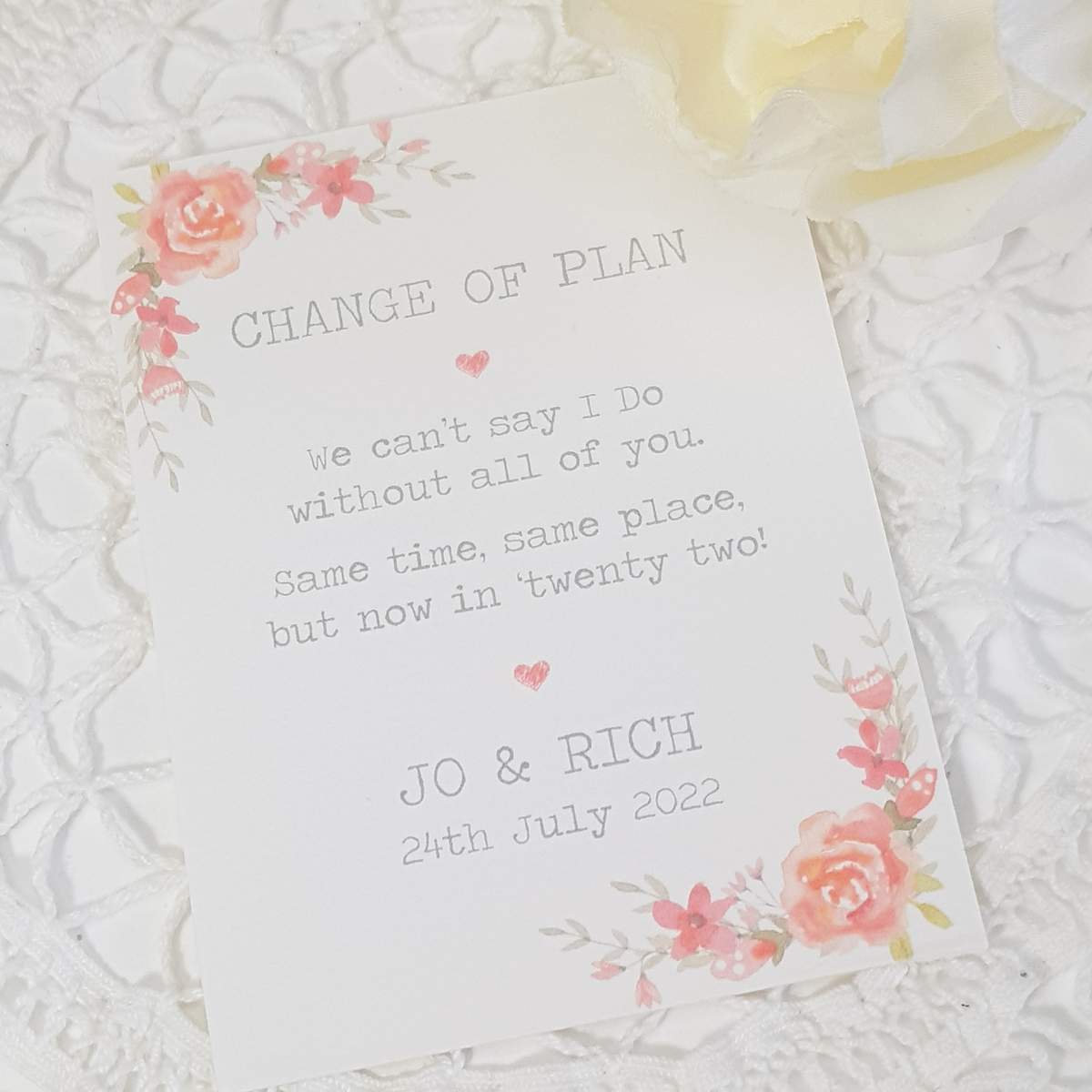 change the date card with pink flowers