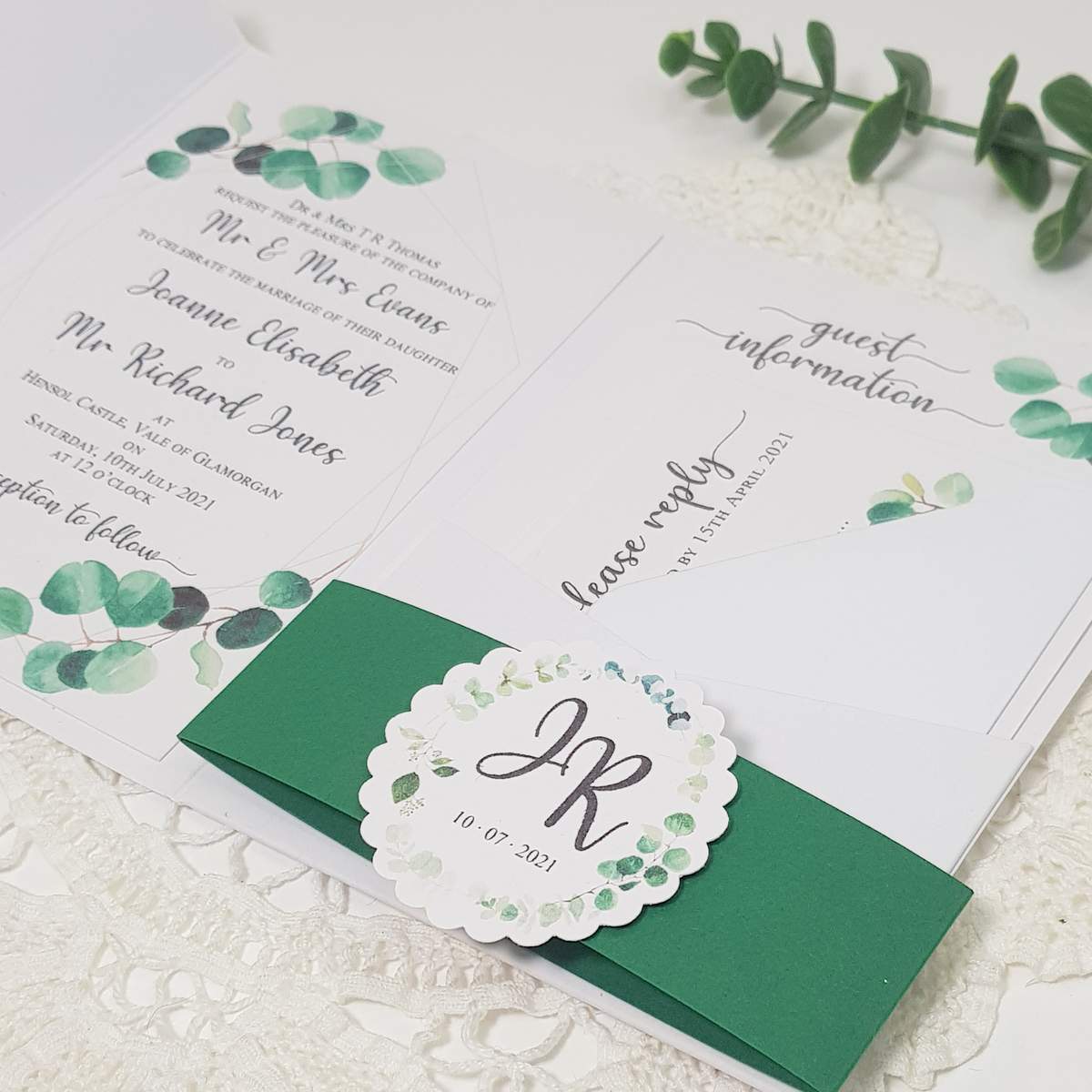 eucalyptus wedding invite inserts