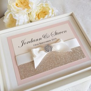 bows and bling blush and champagne guest book