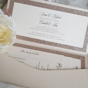 pocketfold invitation insert with champagne glitter