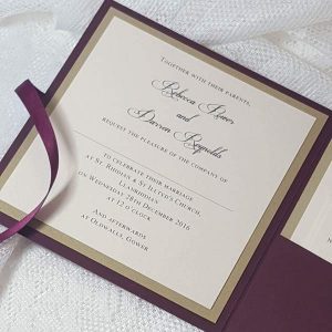 burgundy monogram invitation insert