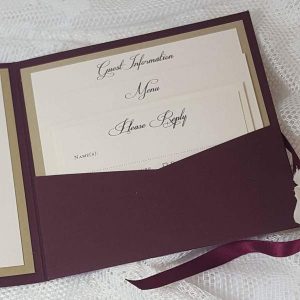 burgundy monogran invitation pocket