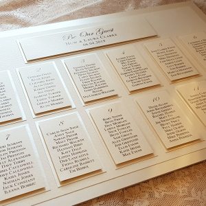 elegant ivory be our guest wedding table plan