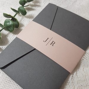 grey and blush elegant modern wedding invitations