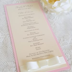 pink and ivory wedding order of service