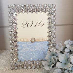 vintage lace and pearl table number