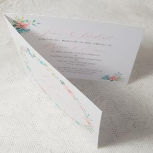 rustic floral folded wedding invitation