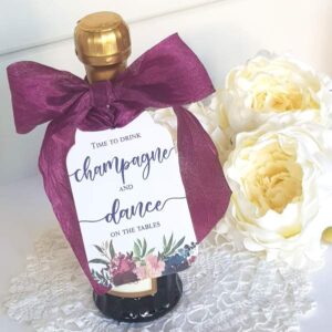 burgundy flowers wedding favour tag