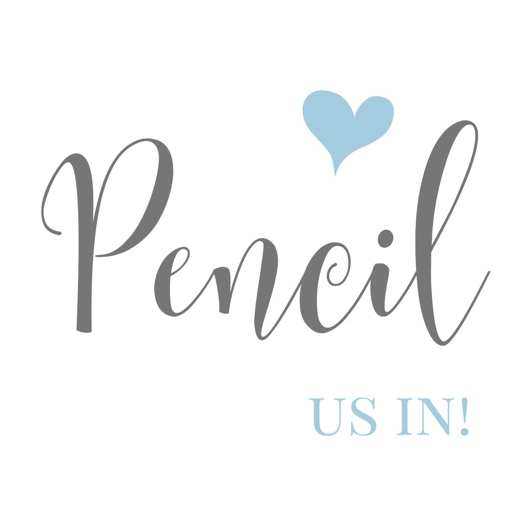 Pencil us in wedding save the date word graphic