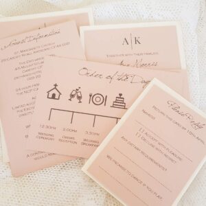 blush wedding rsvp cards and extra details