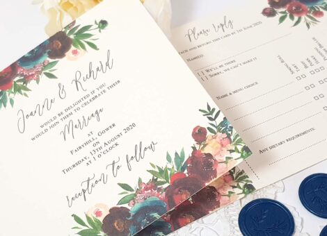 floral concertina wedding invitation