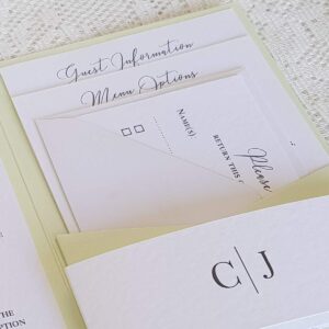 guest information cards in a pocketfold wedding invitation