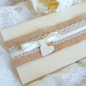 rustic wedding invitation with hessian and lace