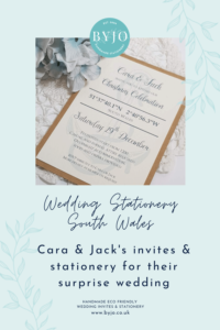 invitations and stationery for a South Wales surprise wedding