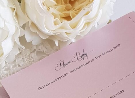 pink wedding reply card