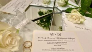 White wedding invitation
