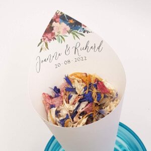 personalised confetti cone with bugundy floral print