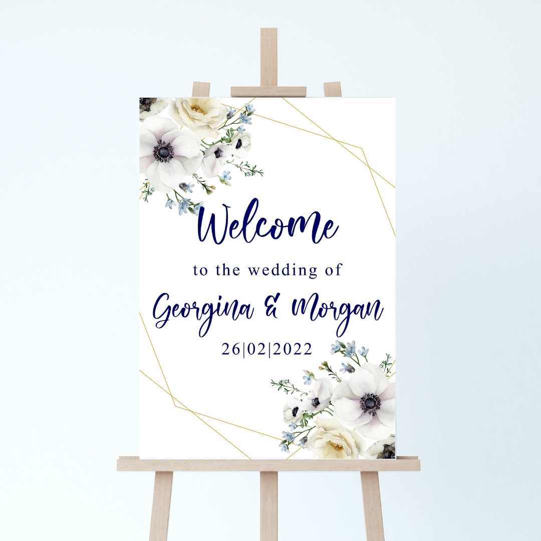 Welcome to our wedding sign with a pretty floral design