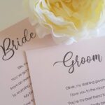 blush pink personalised wedding poem card favours