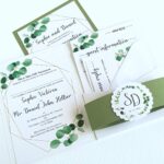eucalyptus and sage green wedding invitations