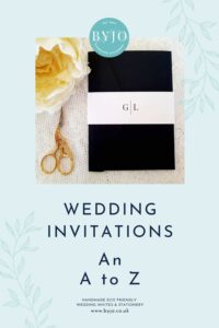 pinterest graphic: wedding invitations an a to z