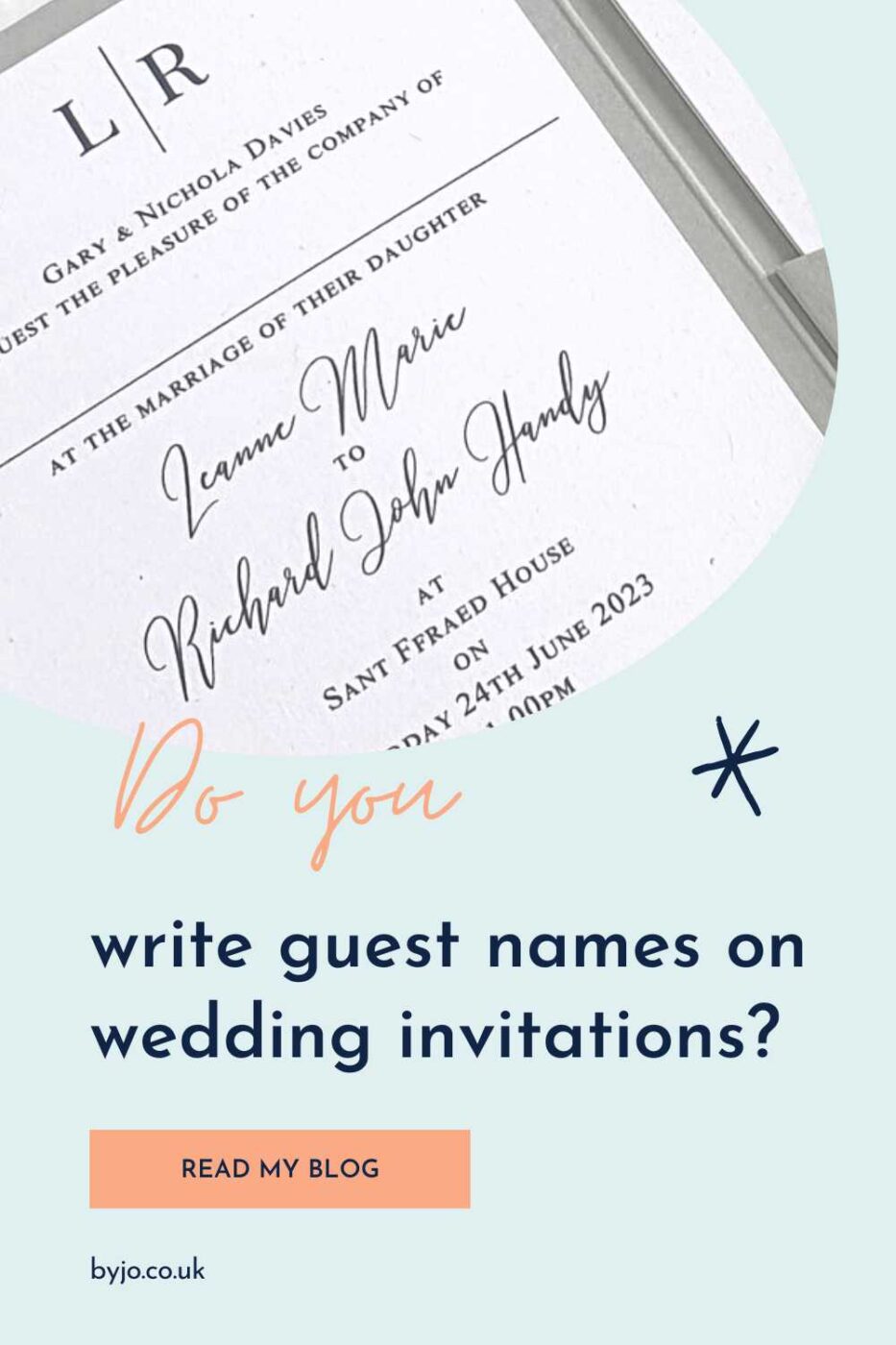 a graphic asking do you write guest names on wedding invitations